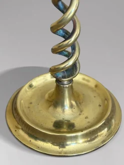 Best Pamono Antique Brass Barley Twist Candlesticks, 1880, Set of 2