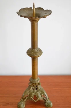 Clearance Pamono Antique Brass Candlestick, 1880s