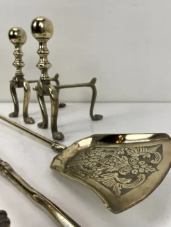Online Pamono Antique Brass Fire Tools with Eagle Claws, Late 19th Century, Set of 5