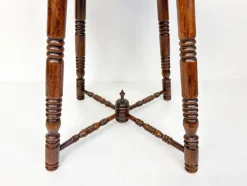 Pamono Antique Brass Tray Table with Turned Wood Legs, 1890s><noscript><img width=