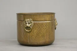 Pamono Antique Brass with Lion Heads Flowerpot> Planters And Jardiniere
