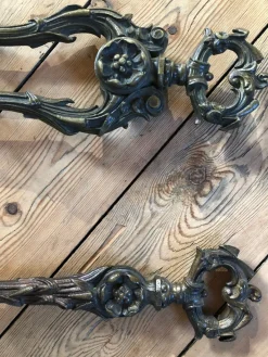 Discount Pamono Antique Bronze Fireplace Tongs, Set of 2