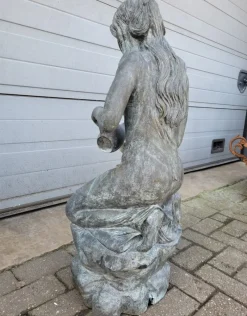 Pamono Antique Bronze Fountain Statue of Woman with Water Jug><noscript><img width=