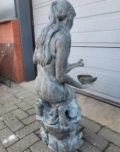 Pamono Antique Bronze Fountain Statue of Woman with Water Jug><noscript><img width=