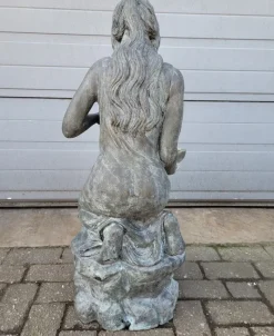 Pamono Antique Bronze Fountain Statue of Woman with Water Jug><noscript><img width=