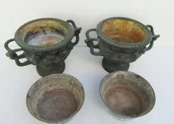 Pamono Antique Bronze Warwick Albani Planters from CD, Set of 2><noscript><img width=