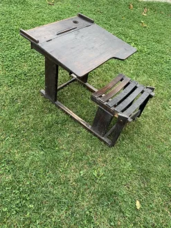 Best Pamono Antique Brown Painted Children's School Bench and Desk, 1920s