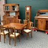 Pamono Antique Buffet with Sideboard and Grandfather Clock and Table and Chairs, 1890s, Set of 6> Living Room Sets