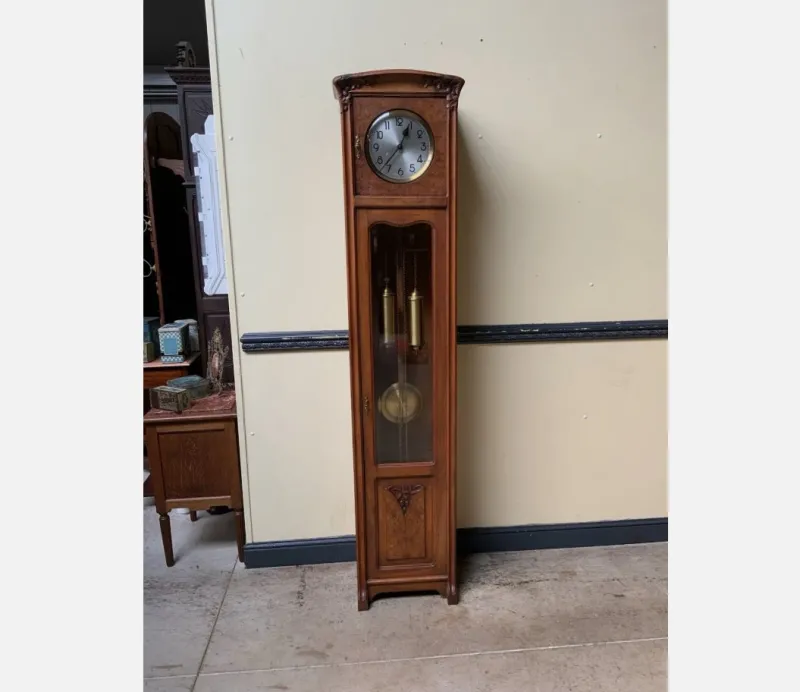 Pamono Antique Buffet with Sideboard and Grandfather Clock and Table and Chairs, 1890s, Set of 6> Living Room Sets