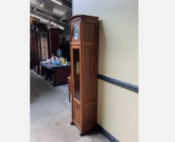 Pamono Antique Buffet with Sideboard and Grandfather Clock and Table and Chairs, 1890s, Set of 6><noscript><img width=