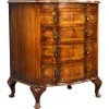 Pamono Antique Burr Walnut Serpentine Chest of Drawers, 1920s