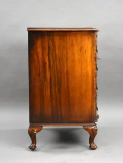Pamono Antique Burr Walnut Serpentine Chest of Drawers, 1920s