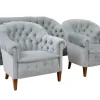 Pamono Antique Buttonback Sofa and Chairs, 1900, Set of 3> Living Room Sets