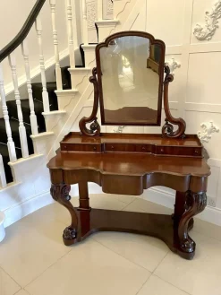 Pamono Antique Carved Mahogany Dressing Table, 1860s><noscript><img width=