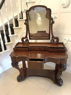 Pamono Antique Carved Mahogany Dressing Table, 1860s><noscript><img width=