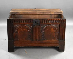 New Pamono Antique Carved Oak Coffer, 1700s