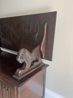 Hot Pamono Antique Carved Oak Monks Bench, 1920s