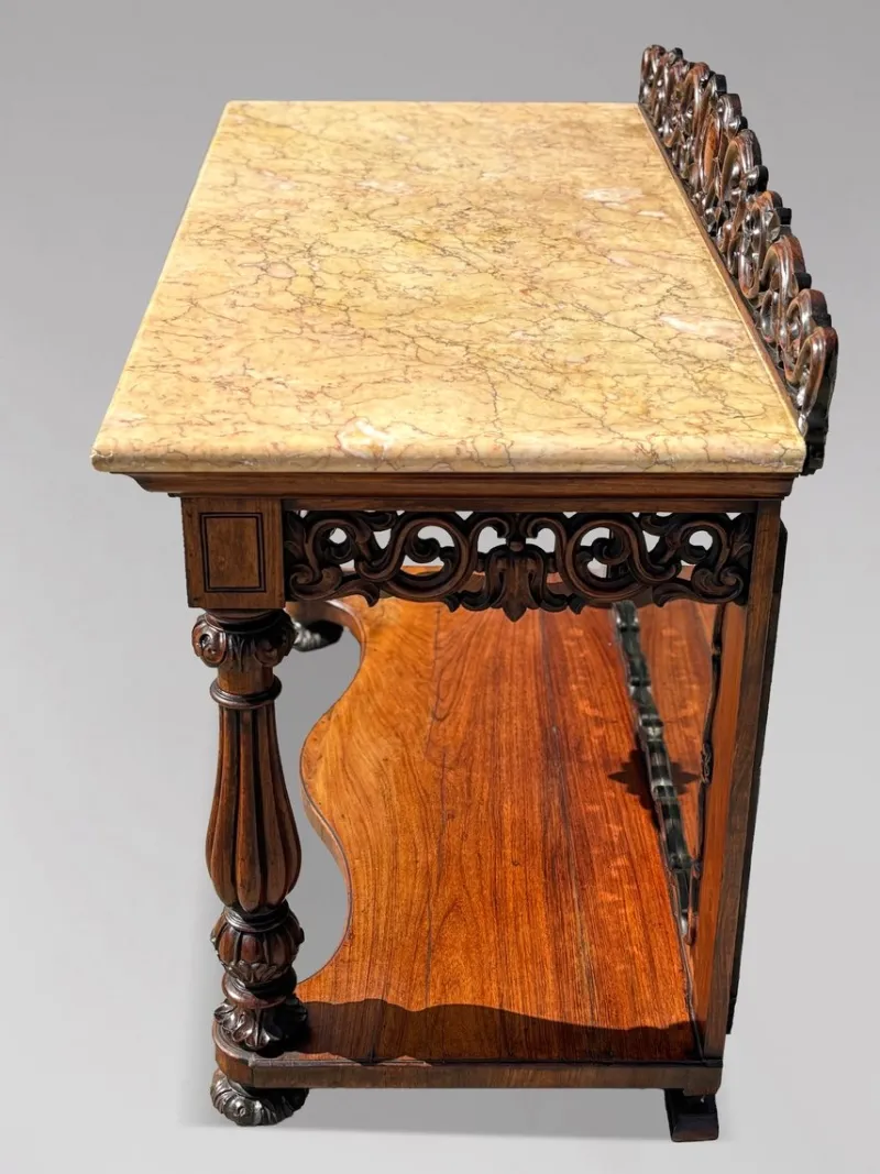 Outlet Pamono Antique Carved Rosewood Console Table with Marble Top, C1830