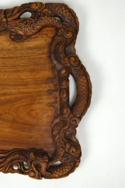 Pamono Antique Carved Wood Tray, 1900s> Trays