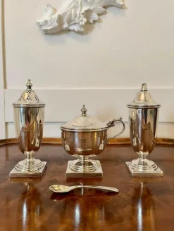 Outlet Pamono Antique Cased Sterling Silver Condiment Set, Set of 4