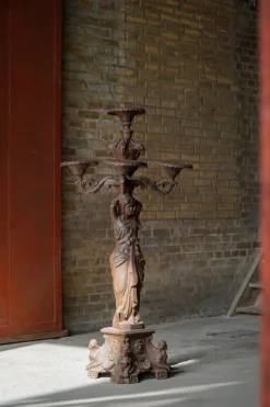 Pamono Antique Cast Iron Outdoor Candelabra Sculpture, 1890s><noscript><img width=