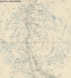 Pamono Antique Celestial Charts of the Northern and Southern Hemispheres, 1884><noscript><img width=