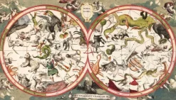 Pamono Antique Celestial Zodiac Map with Stars and Hemel Globe, 1720> Wall Decor