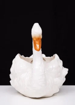 Pamono Antique Ceramic Swan Jardiniere from Capodimonte, 1880><noscript><img width=