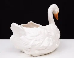 Pamono Antique Ceramic Swan Jardiniere from Capodimonte, 1880><noscript><img width=