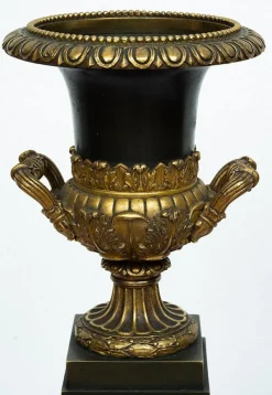 New Pamono Antique Charles X Chests / Vases in Gilt Bronze and Patinated Bronze, France, Early 19th Century, Set of 2