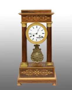 Pamono Antique Charles X Clock in Exotic Fine Woods, France, 19th Century> Clocks