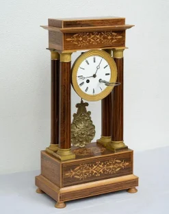 Pamono Antique Charles X Clock in Exotic Fine Woods, France, 19th Century><noscript><img width=