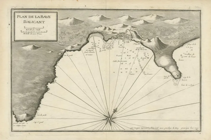 Online Pamono Antique Chart of Alicante Bay, Spain