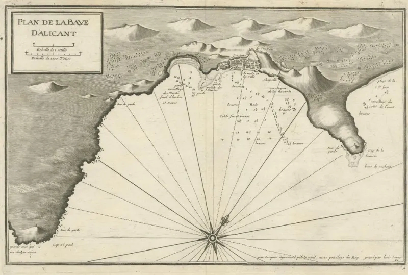Online Pamono Antique Chart of Alicante Bay, Spain