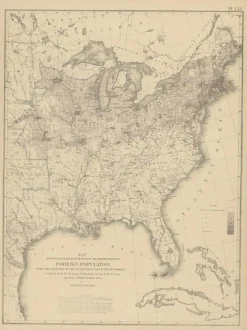 Pamono Antique Chart of the US Foreign Population in 1870