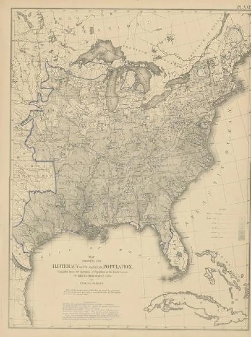 Discount Pamono Antique Chart of the US Illiteracy, 1874