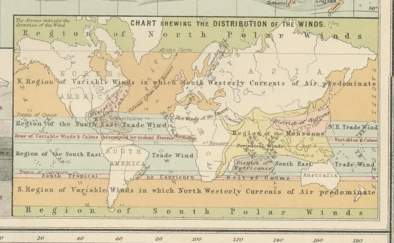 Pamono Antique Charts of the World Physical, 1884> Wall Decor
