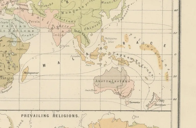 Pamono Antique Charts of the World Physical, 1884> Wall Decor