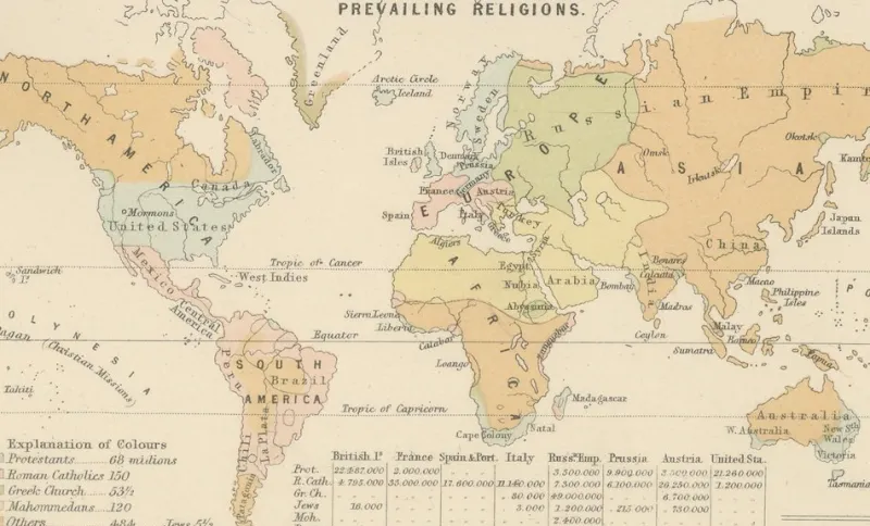 Pamono Antique Charts of the World Physical, 1884> Wall Decor