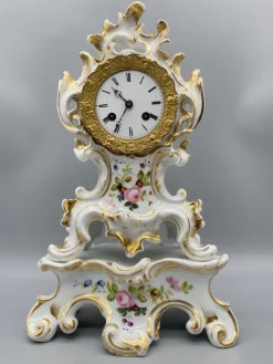 Pamono Antique Chimney Clock in Porcelain by Japy Frere, Paris, France, 1850s
