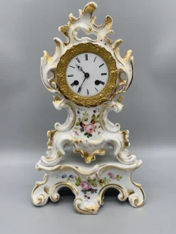 Pamono Antique Chimney Clock in Porcelain by Japy Frere, Paris, France, 1850s