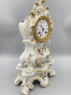 Pamono Antique Chimney Clock in Porcelain by Japy Frere, Paris, France, 1850s