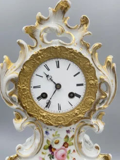 Pamono Antique Chimney Clock in Porcelain by Japy Frere, Paris, France, 1850s