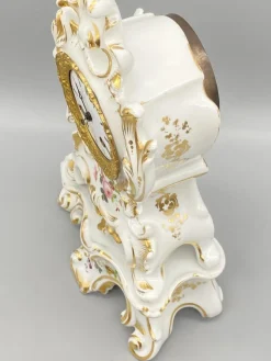 Pamono Antique Chimney Clock in Porcelain by Japy Frere, Paris, France, 1850s