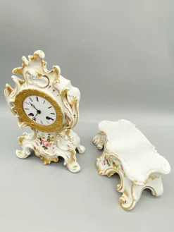 Pamono Antique Chimney Clock in Porcelain by Japy Frere, Paris, France, 1850s