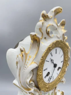 Pamono Antique Chimney Clock in Porcelain by Japy Frere, Paris, France, 1850s