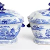 Outlet Pamono Antique Chinese Blue and White Tureens from Patent Ironstone, Set of 2