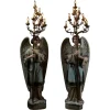 Sale Pamono Antique Church Angel Candleholders with Brass Chandeliers, 19th Century, Set of 2