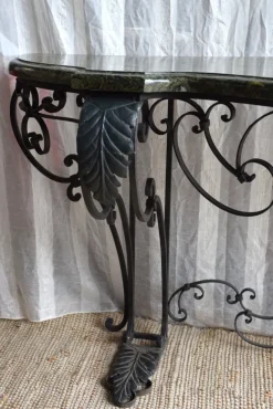 Pamono Antique Console Table in Wrought Iron and Marble, 1800s><noscript><img width=