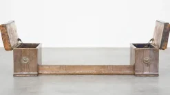 Best Pamono Antique Copper Fireplace Sofa/Club Fender with Leather Seats & Storage Space